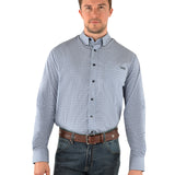 Wrangler Mens Porter Print Shirt - Navy/White